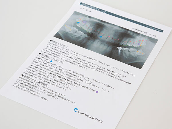 治療計画を説明し、その内容を文章でお渡し